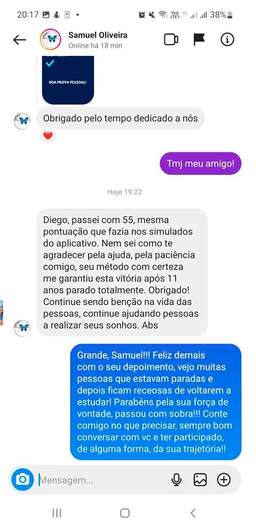 Depoimento de aluno