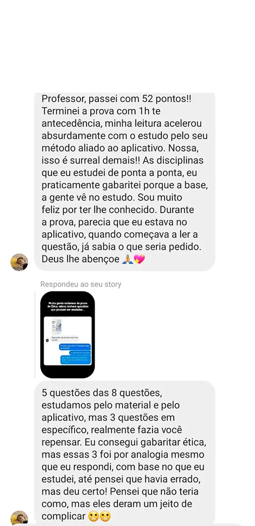 Depoimento de aluno