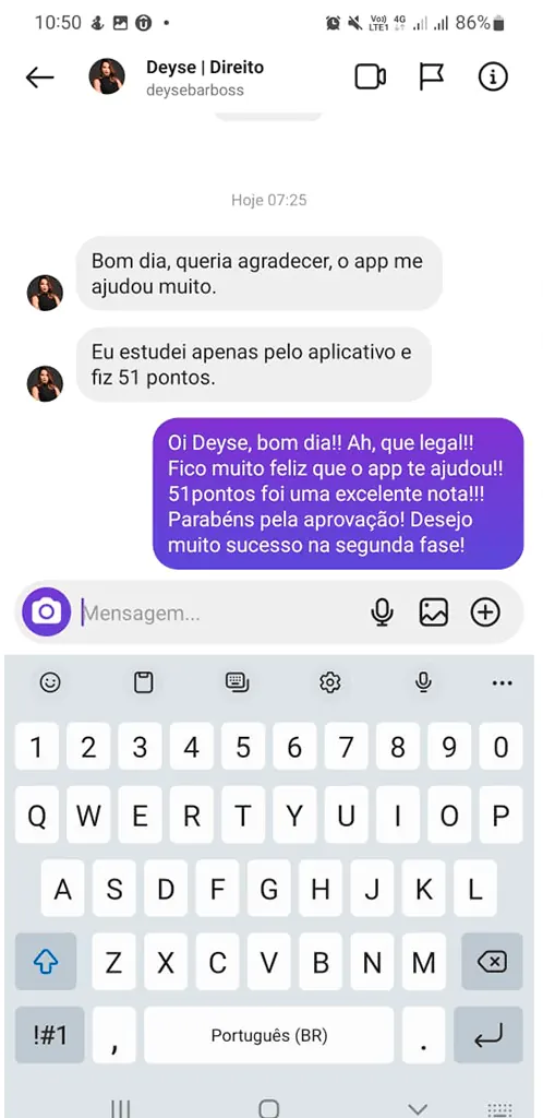 Depoimento de aluno
